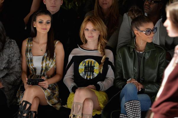 16P Victoria Justice leggy wearing sandals at Rebecca Minkoff fashion show
