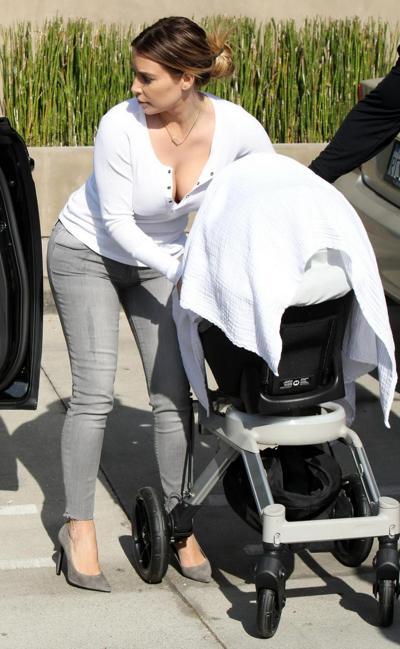 16P Kim Kardashian downblouse and shows booty while out for shopping in West Hollywo