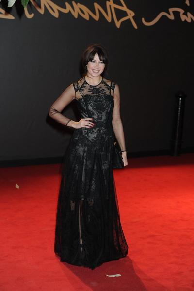 16P Daisy Lowe wearing black partially see-through dress at The British Fashion Awar