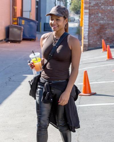 16P Christina Milian wearing skimpy top and leather pants at Dancing with the Stars 