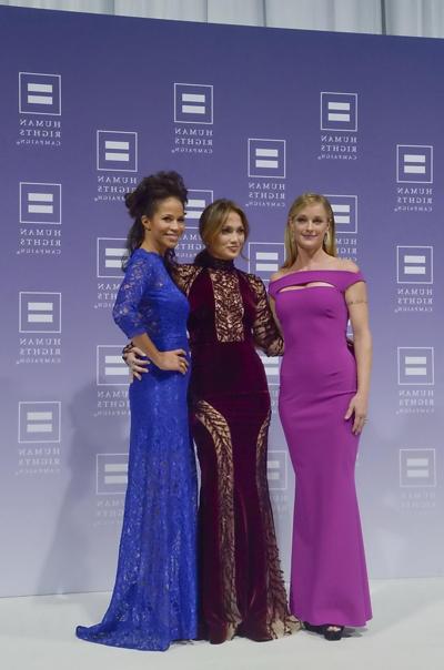16P Jennifer Lopez braless wearing gorgeous black see-through dress at 2013 HRC Nati