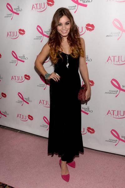 16P Vanessa Hudgens showing big cleavage in a tight black dress at 2013 ULTA Beauty 
