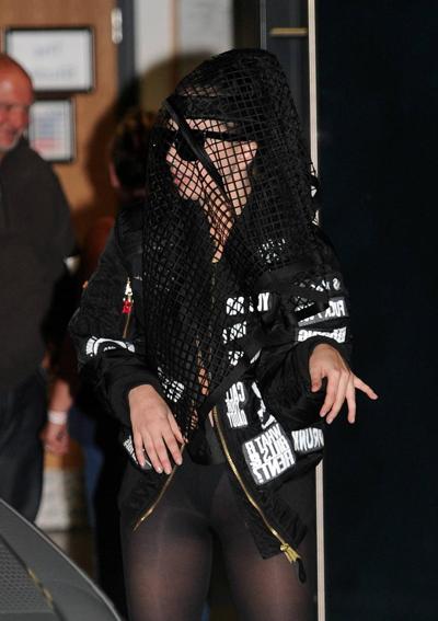 16P Lady Gaga wearing thong and pantyhose out in London