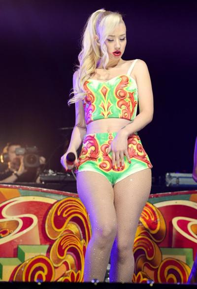 16P Iggy Azalea in shorts  fishnets performing at the Day 2 of Radio 1's Big Weekend