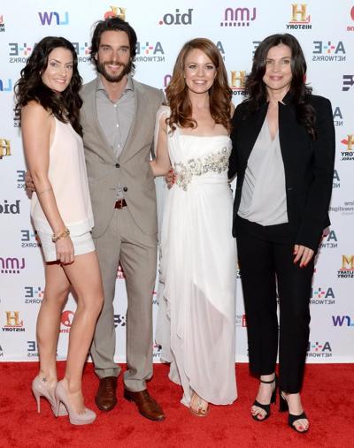 16P Madchen Amick leggy wearing shorts at the  A E Networks Upfront in NYC
