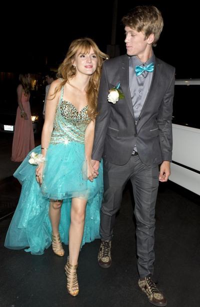 16P Bella Thorne cleavy and leggy in sexy dress arriving at a film promotion in Los 