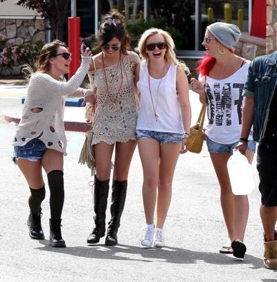 16P Selena Gomez leggy wearing fuckme boots  lace mini dress out in Bakersfield