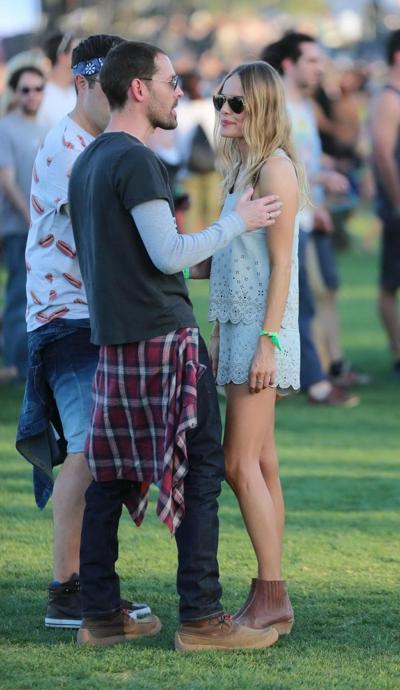 16P Kate Bosworth leggy wearing retro shorts and top at Coachella Music and Arts Fes