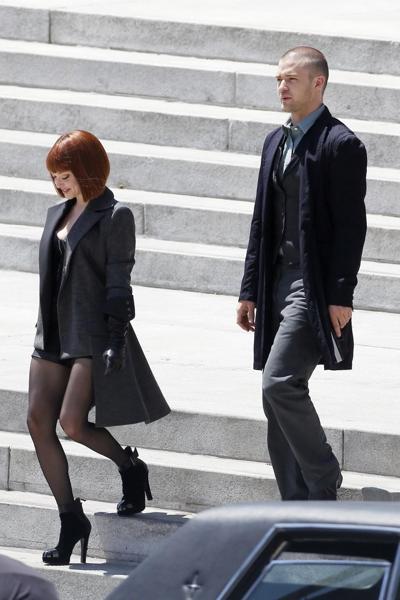 16P Amanda Seyfried leggy showing huge cleavage while filming In Time in LA