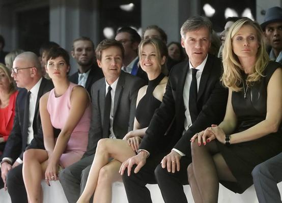 10P Renee Zellweger looks hot wearing black backless mini dress at the Hugo Boss fas
