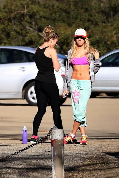 8P Ashley Tisdale takes a hike in Hollywood Hills wearing a sports bra