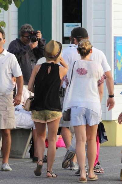 10P Julianne Hough wearing skimpy shorts  overall top while on vacation in St Barts