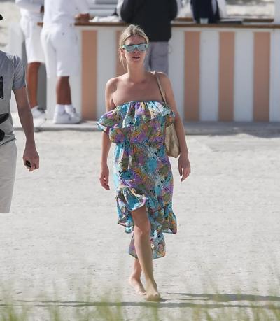 10P Nicky Hilton wearing leopard print bikini at the Delano hotel pool in Miami Beac
