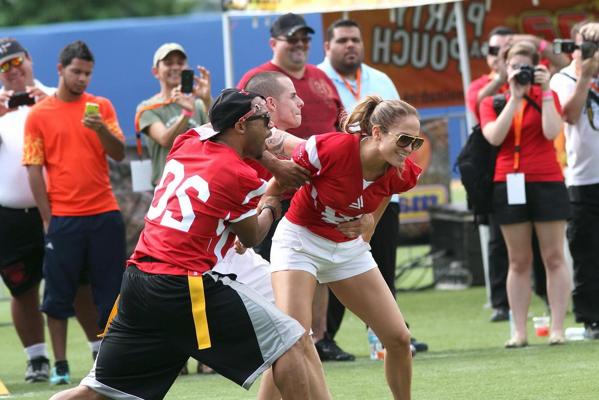 10P Jennifer Lopez stunning in a hot jersey at the charity football game in Puerto R