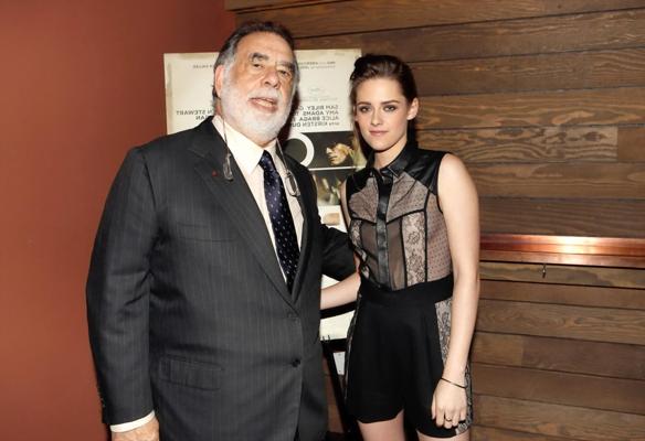 10P Kristen Stewart braless wearing short see-through outfit at On The Road screenin