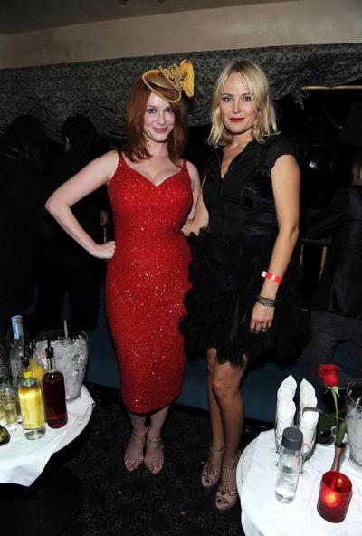 10P Christina Hendricks busty showing cleavage at The ACT Nightclub opening in Las V