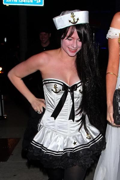 10P Avril Lavigne wearing a sexy sailor costume outside the BOA Steakhouse in Beverl