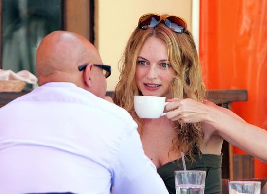 10P Heather Graham showing cleavage at the restaurant in Los Angeles