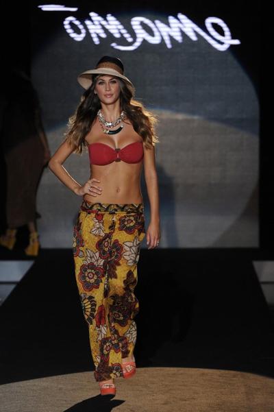 10P Melissa Satta busty and booty wearing two tube bikini sets at a Runway Bikini Sh