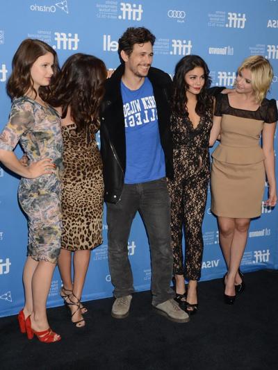 10P Selena Gomez busty wearing a low cut leopard print dress at ' Spring Breakers' p