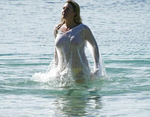 10P Abi Titmuss exposing her nice boobs in wet see thru dress