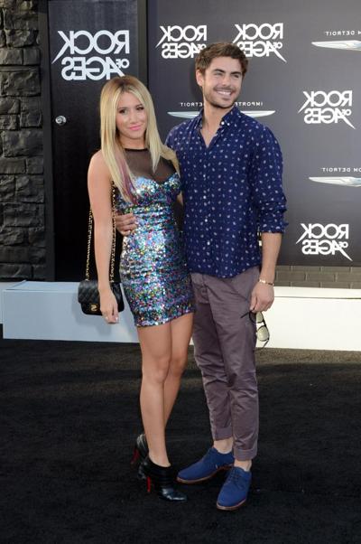 10P Ashley Tisdale amazingly hot in shiny tight mini dress at Rock of Ages premiere 
