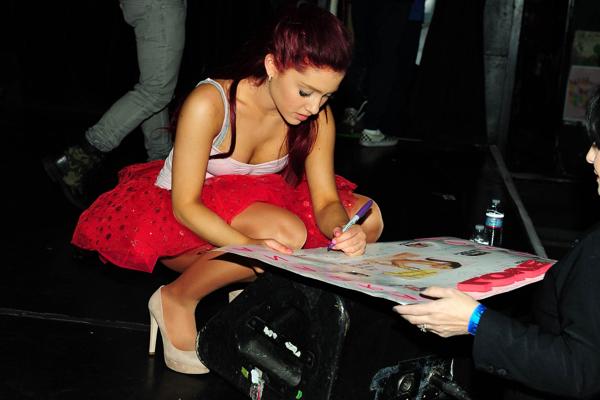 16P Ariana Grande performs wearing pantyhose  mini skirt at The Roxy in West Hollywo