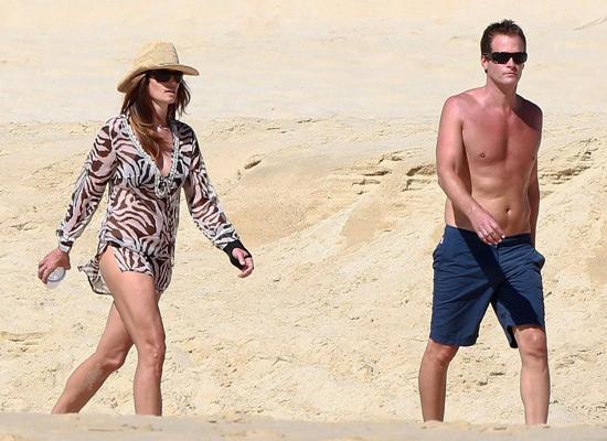 16P Cindy Crawford wearing bikini  see-through beach dress in Mexico