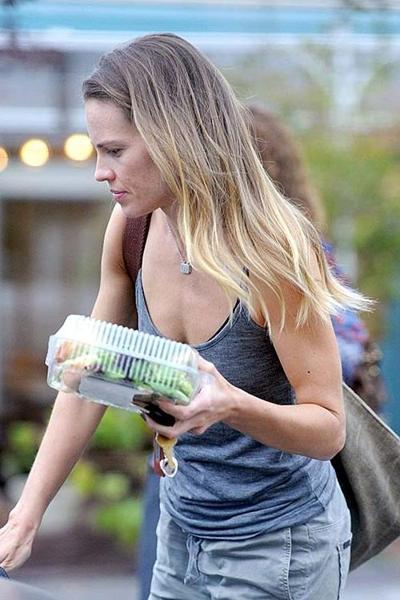 16P Hilary Swank exposing sexy body and hard nipples in see thru blouse