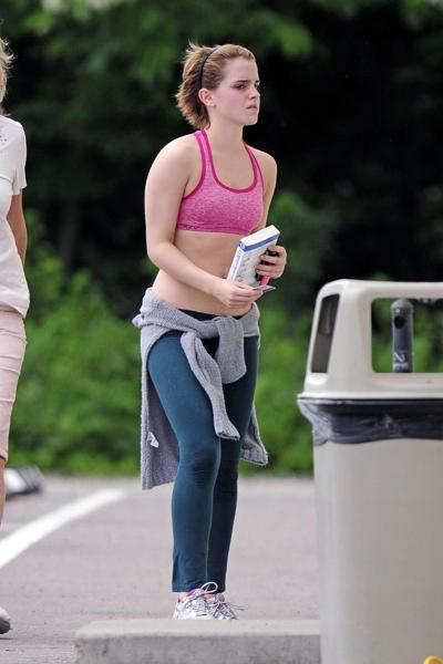 16P Emma Watson shows off her belly wearing sexy sports outfit in Pittsburgh