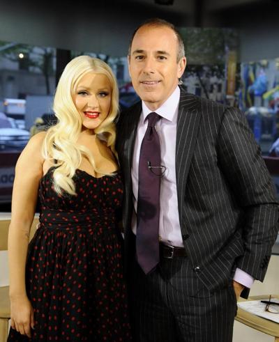 15P Christina Aguilera shows awesome cleavage wearing low cut dress on NBC's Today S