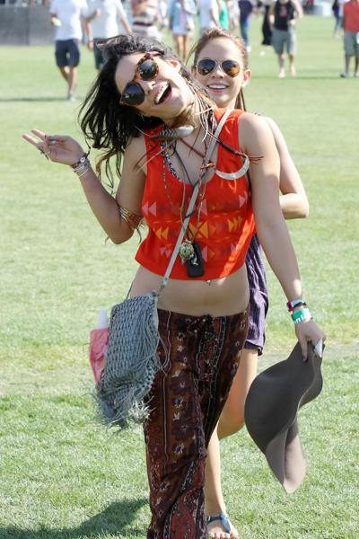 16P Vanessa Hudgens wearing bikini top at the Coachella Valley Music  Arts Festival