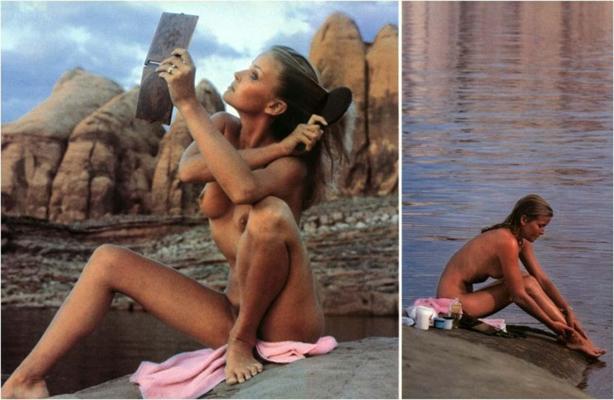 16P Bo Derek exposing her nice big boobs and hairy pussy for some photoshoot