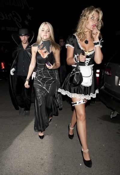 16P Dracula's French maid Alyson Michalka leaving The Pandora Halloween Party in Hol