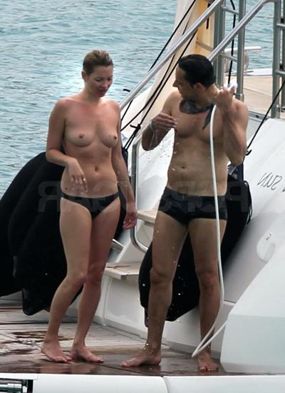 4P Topless Kate Moss and her boyfriend on a yacht near St. Barts
