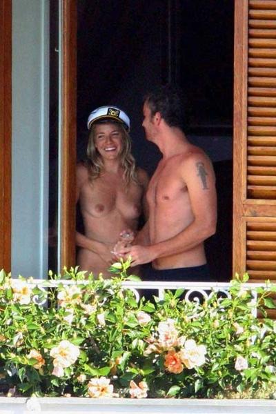 15P Sienna Miller in bikini and sunbathing topless