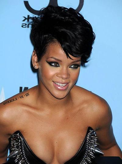 16P Rihanna showing her nice tits in see thru dress on street and posing sexy in bik