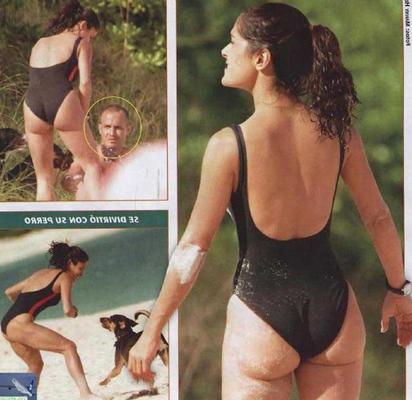 16P Salma Hayek nude ass and tits in public