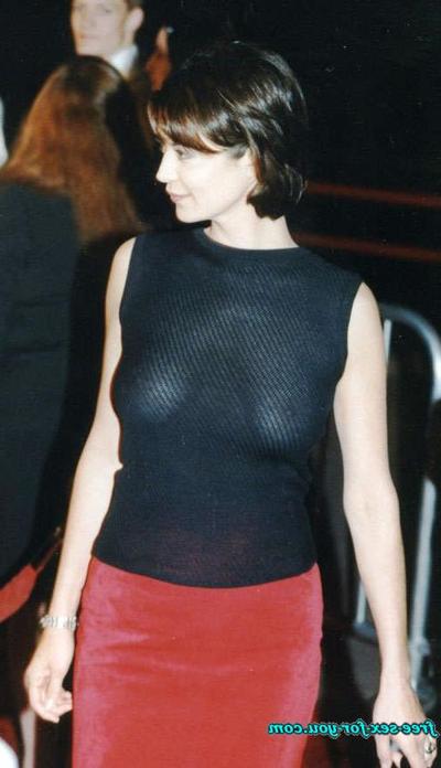 16P Catherine Bell posing in bikini and see thru dress