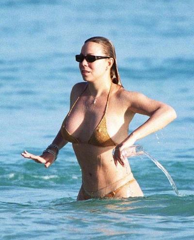 16P Mariah Carey see thru dress and bikini paparazzi pictures