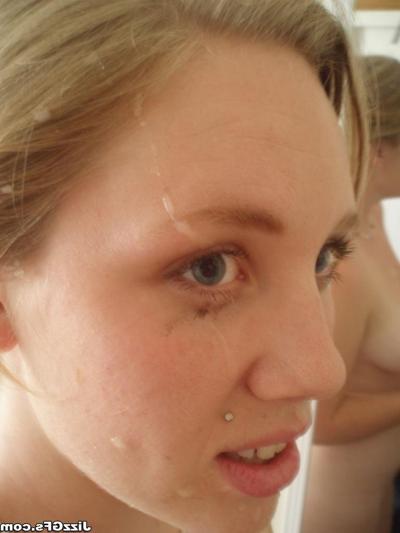 15P Amateur teen girlfriend gets facial cumshot in eye