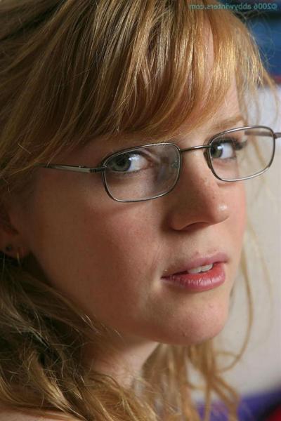 16P Cute redhead amateur wearing glasses shows her orange fur