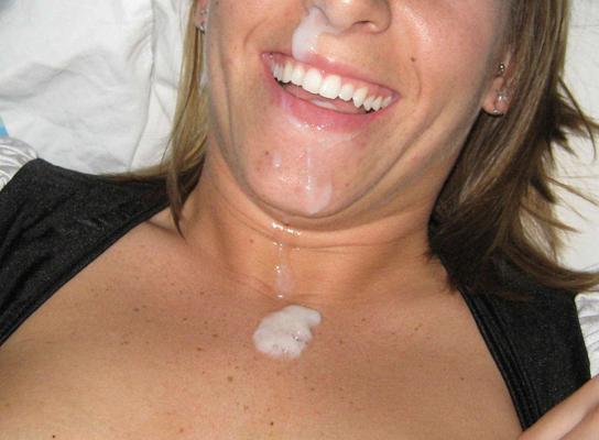 16P Photos of a kinky girlfriend's cum facial