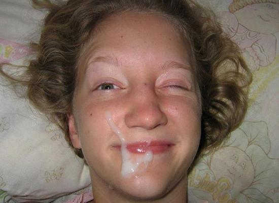 15P Real amateur girlfriends taking cum facials