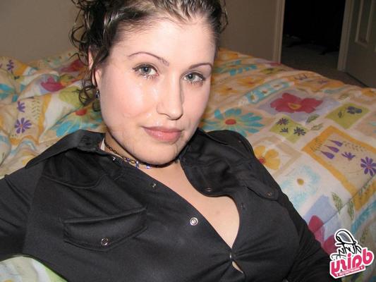 15P This amateur babe gets cuffed and covered in cum