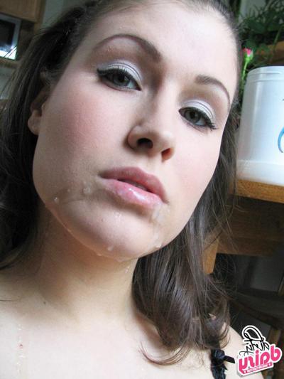 15P Naughty amateur babe gets a messy facial