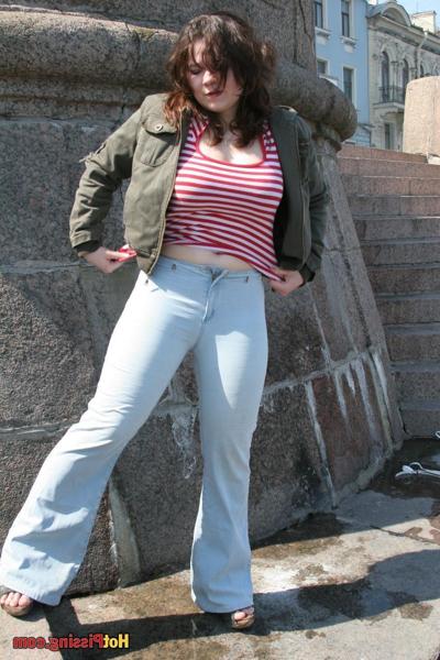 10P Babe with juicy natural knockers wants you to enjoy her public pissing