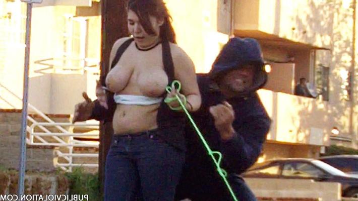 16P Hot brunettes big tits exposed at park