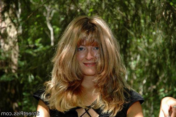 12P Shy blonde shows off pussy in woods and pees
