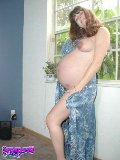 10P Busty pregnant brunette bitch gets naked to make you hot